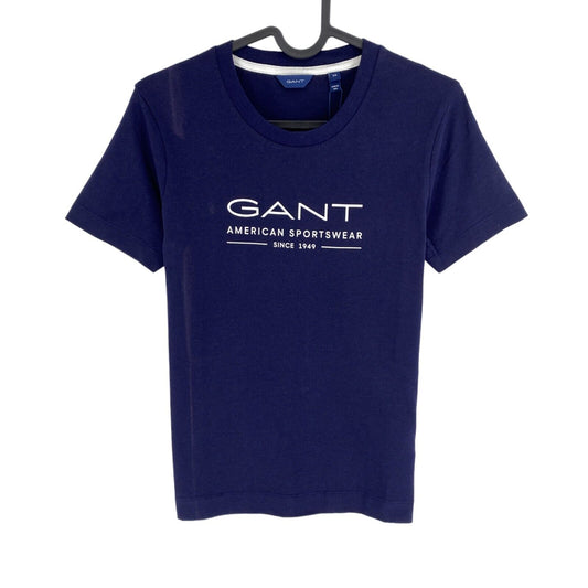 GANT Women Navy Blue MD Summer Logo Crew Neck Short Sleeves T Shirt Size XS