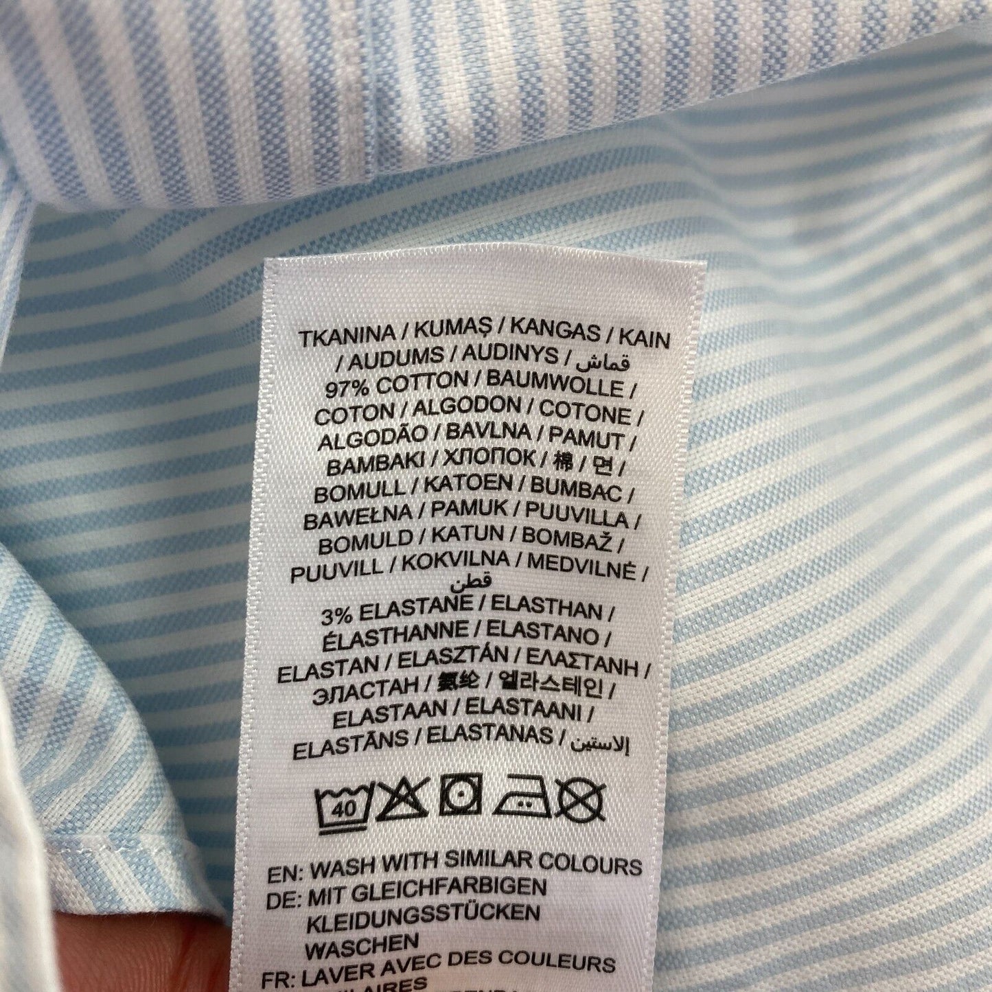 GANT Blaues Stretch-Oxford-Banker-Streifenhemd, Größe EU 34, UK 6, US 4