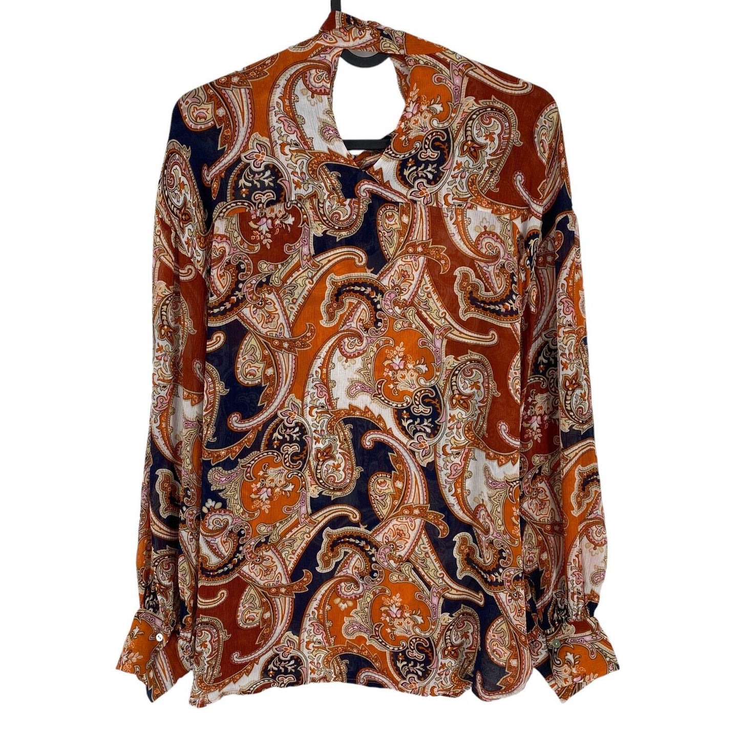 GANT Brown Paisley Bow Blouse Size EU 34 UK 6 US 4