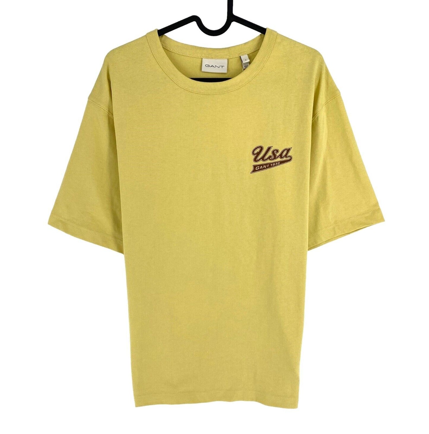 GANT Men Dusty Yellow Logo Crew Neck Short Sleeves T Shirt Size S