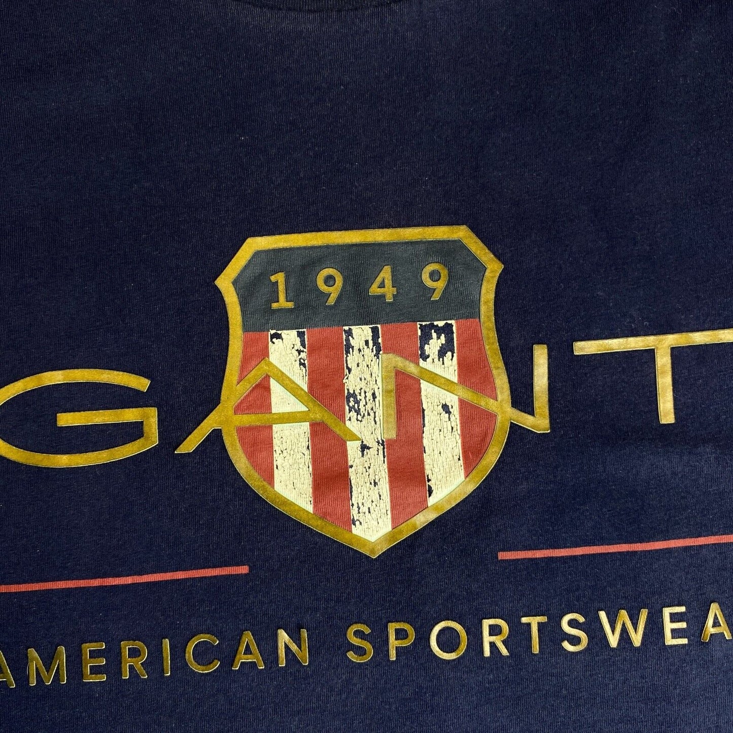 GANT Navy Blue Archive Shield Crew Neck T Shirt Size L