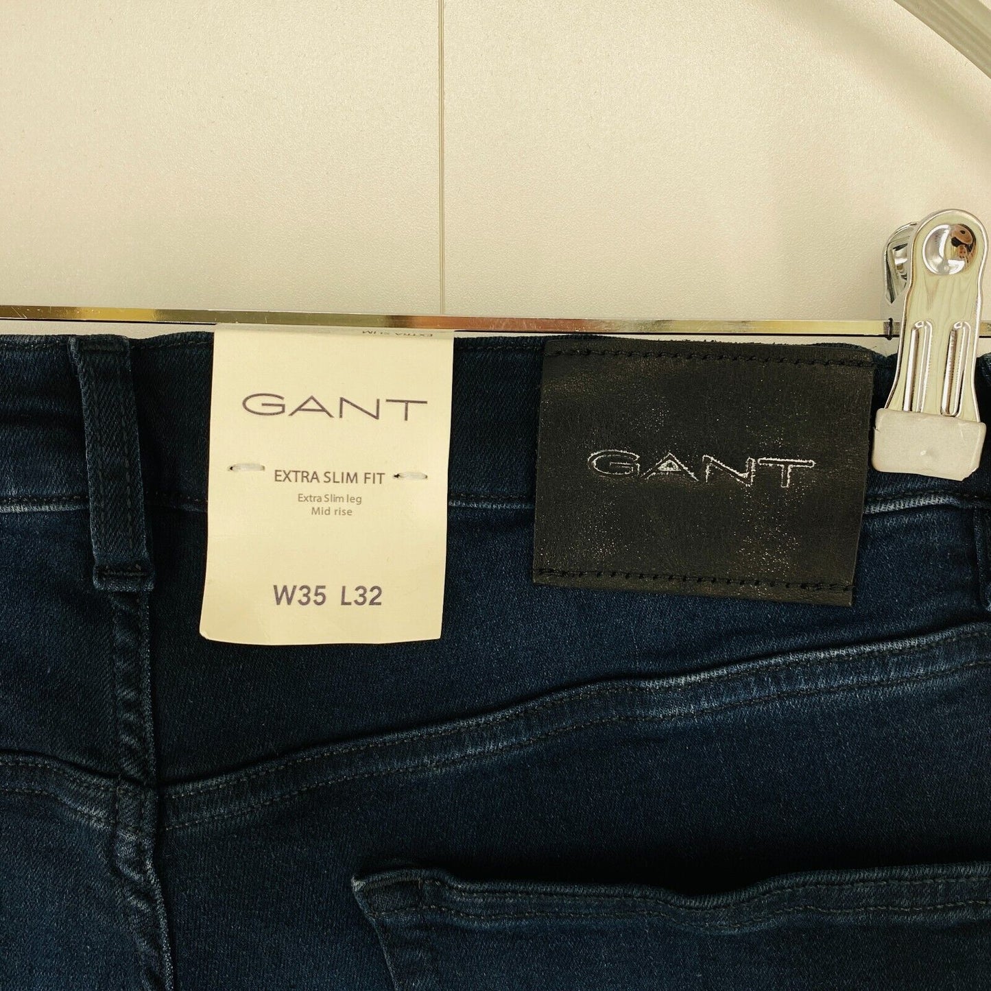 GANT Mens Dark Blue Extra Slim Fit Jeans Size W35 L32