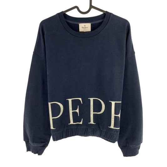 PEPE JEANS LONDON Women Navy Blue VICTORIA Crew Neck Jumper Sweater Size M