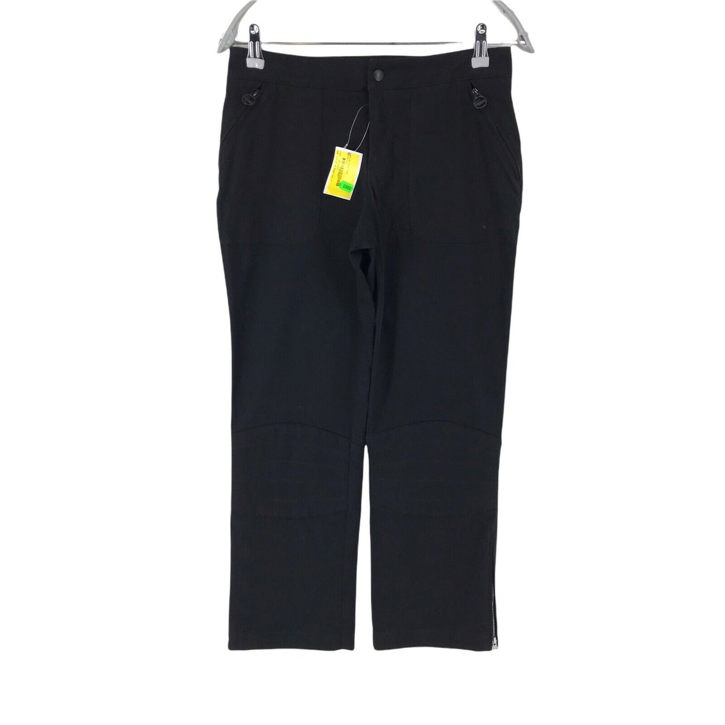 LACOSTE Women Black Loose Straight Fit Trousers Size 36 W28