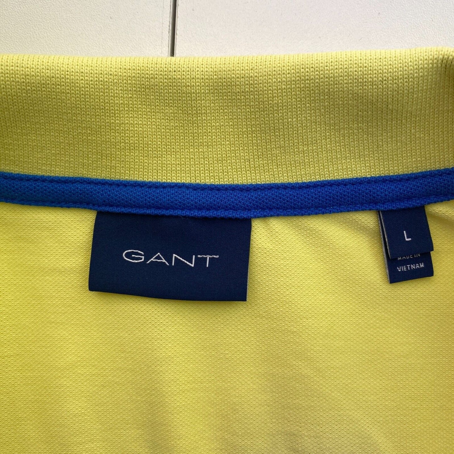 GANT Men Yellow Contrast Collar Pique Rugger Short Sleeves Polo Shirt Size L