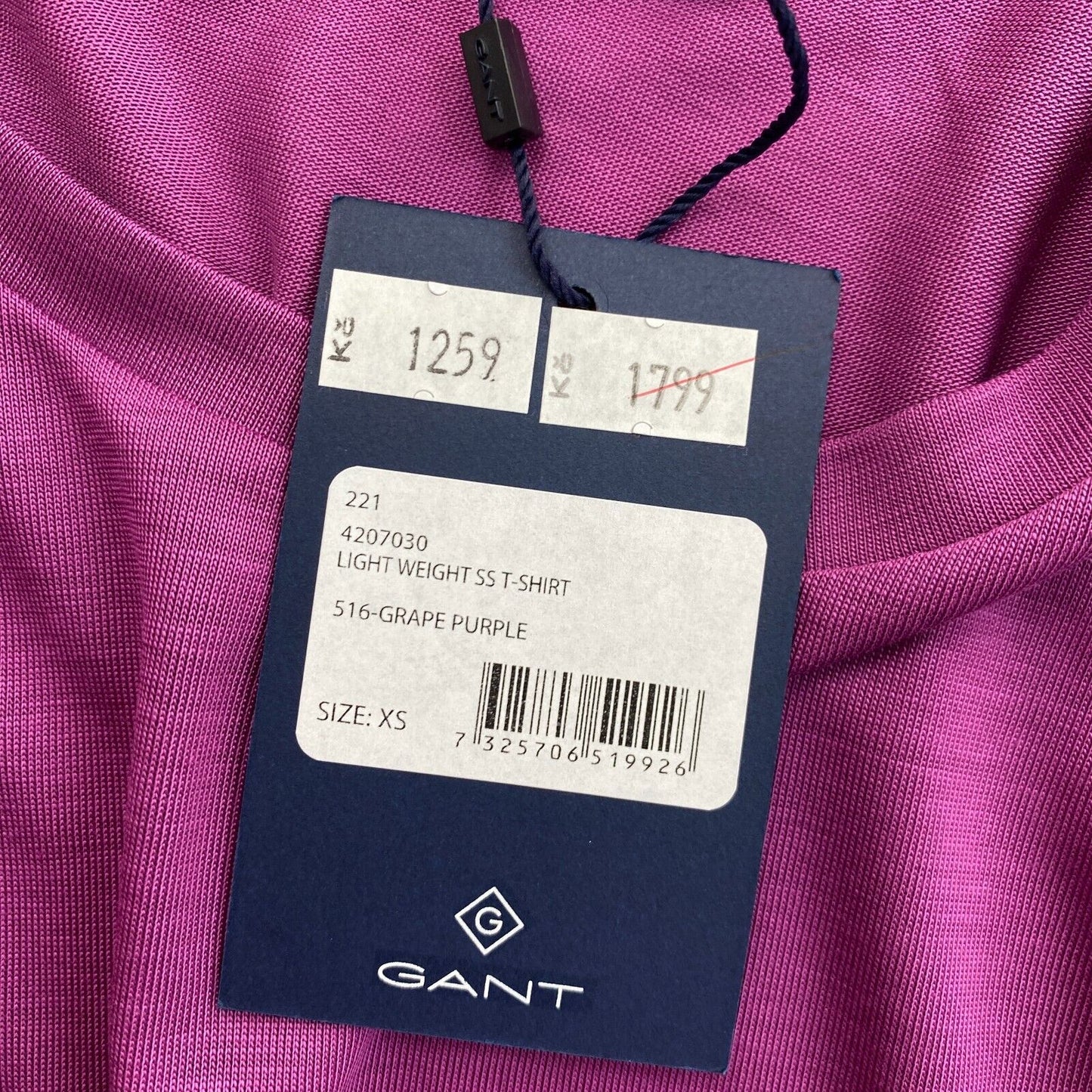 GANT Lila Leichtes T-Shirt mit Rundhalsausschnitt, Größe XS