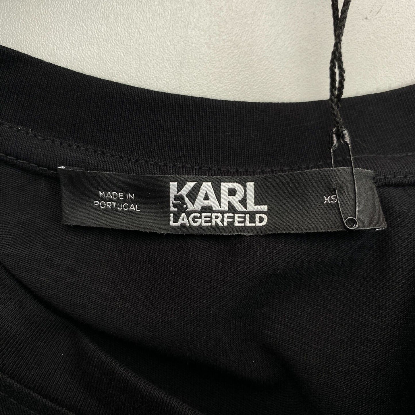 Karl Lagerfeld Black Puffy Sleeve W Logo Top Size XS