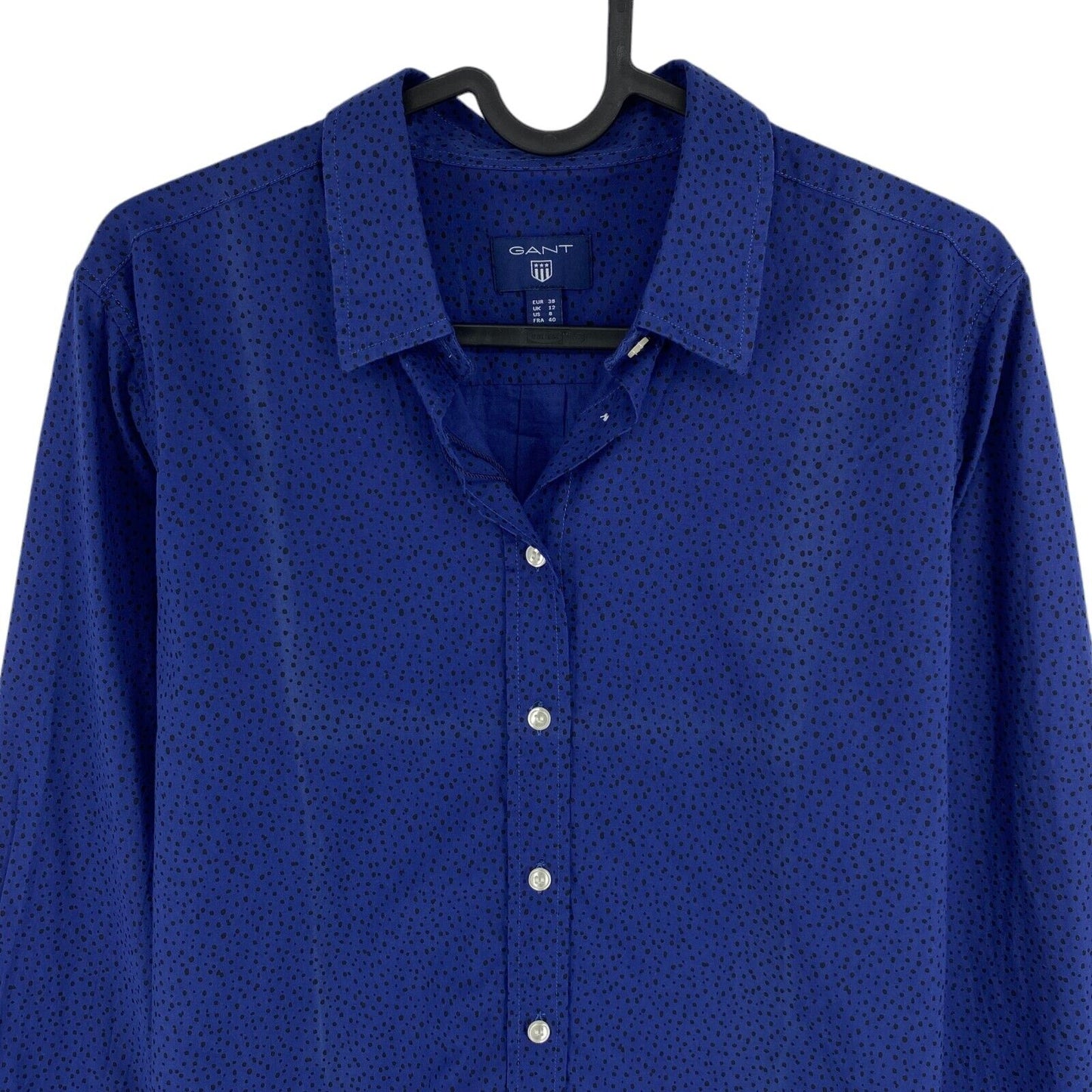 GANT Navy Blue Voile Freckle Dot Shirt Size EU 38 UK 12 US 8