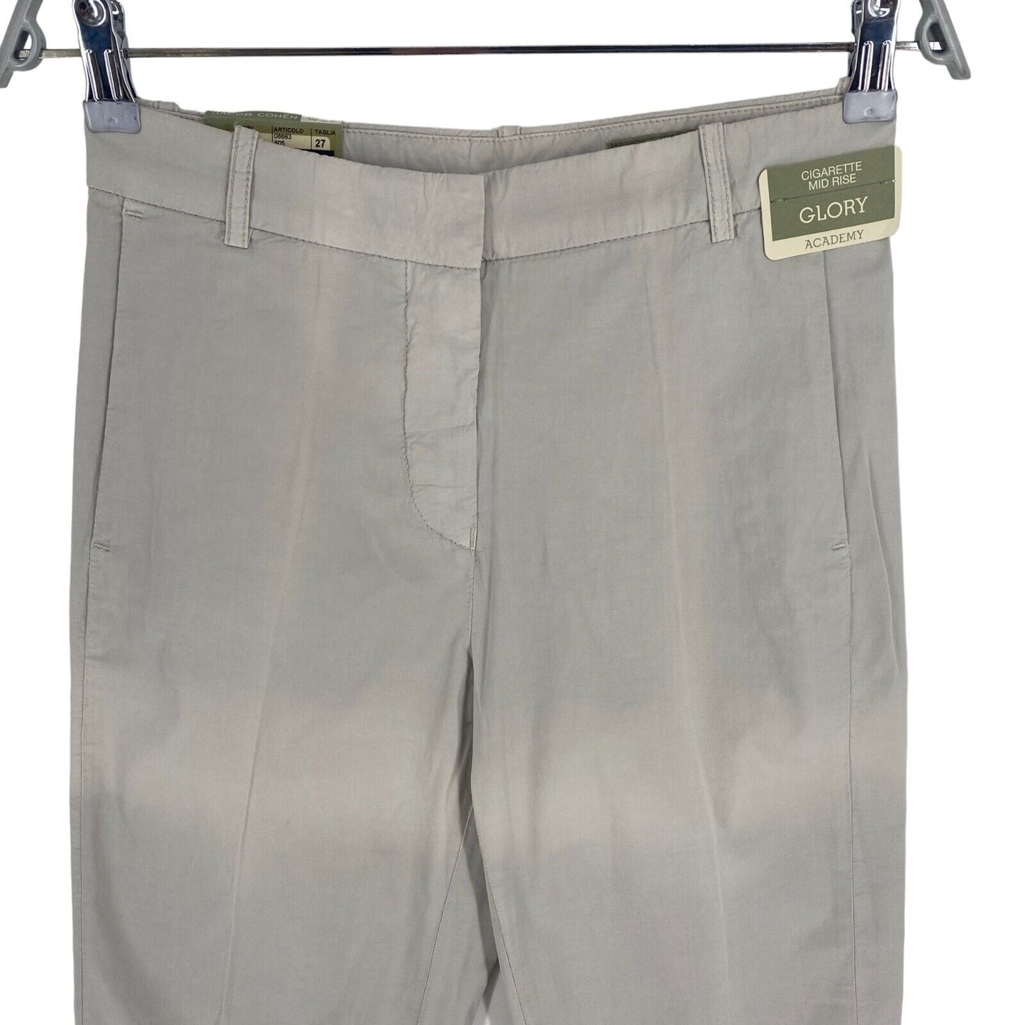 JACOB COHEN Women GLORY Grey Mid Rise Cigarette Capri Pant Trousers Size W27