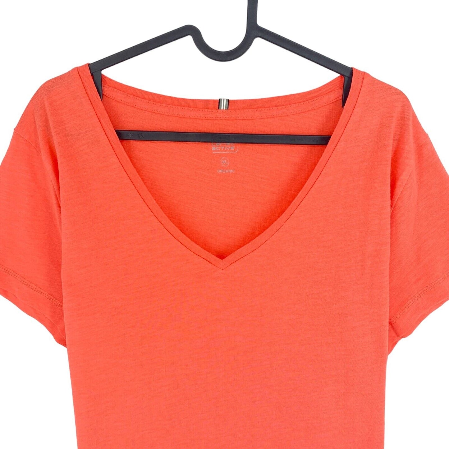 CAMEL ACTIVE Women Pinkish Orange V Neck Short Sleeves T Shirt Size XL