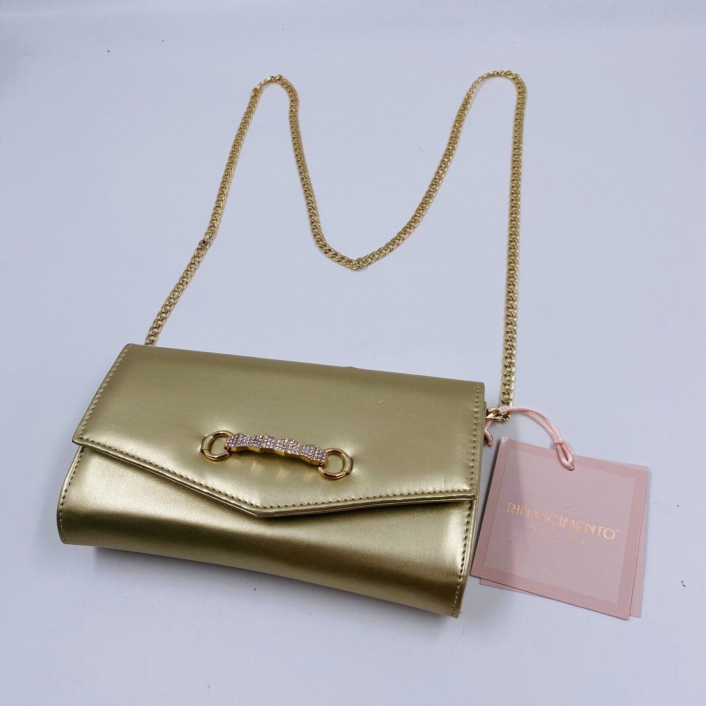 RINASCIMENTO Women Gold Eco Leather Small Shoulder Bag Made In Italy