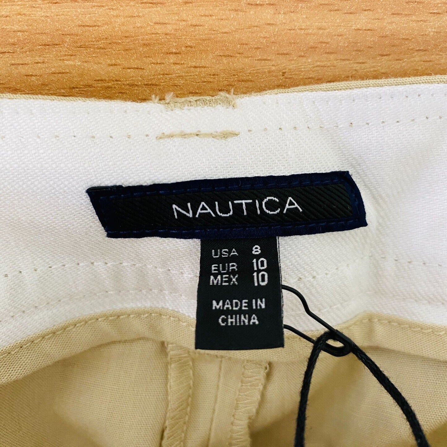 NAUTICA Women Beige Loose Wide Leg Fit Linen Blend Trousers Size USA 8 W33