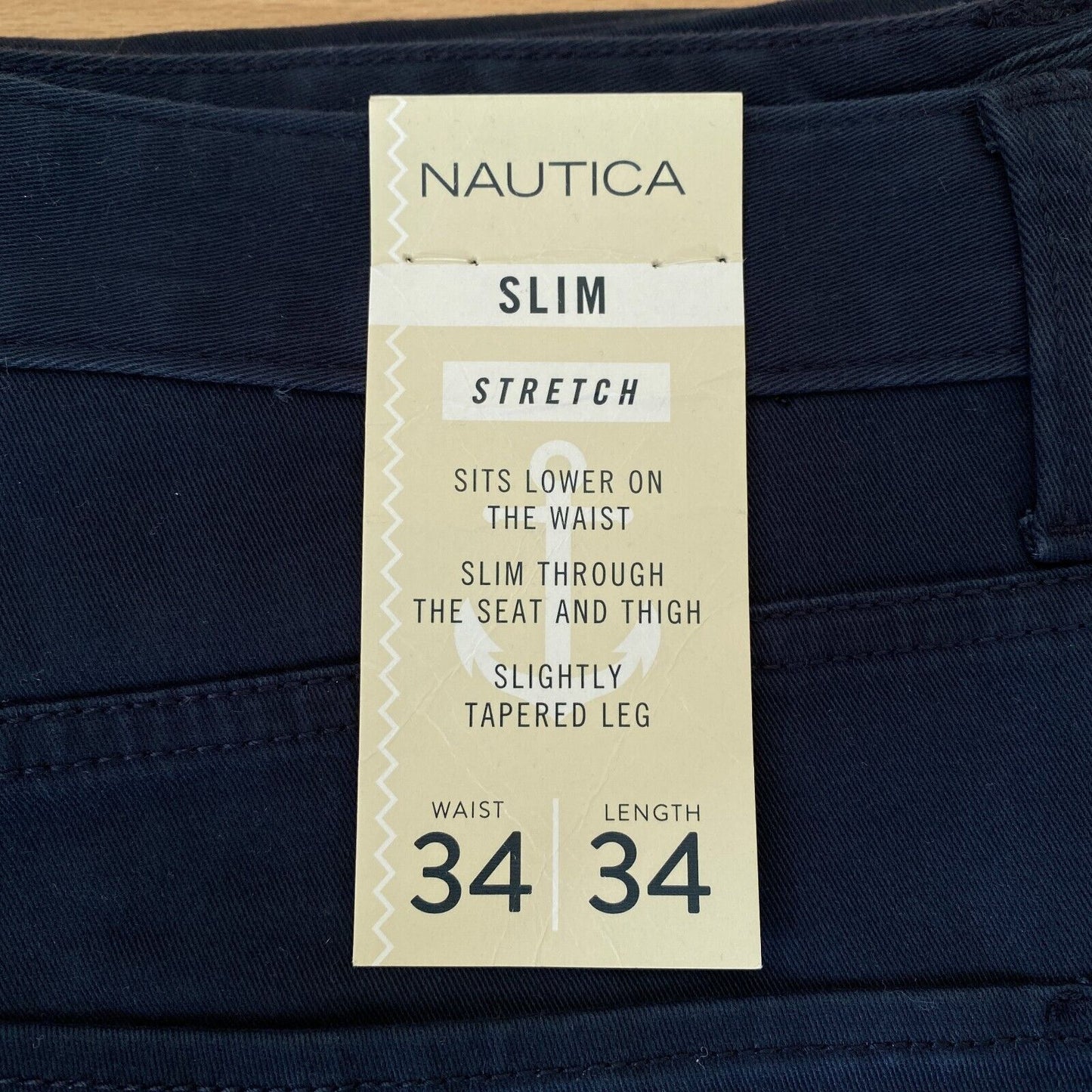 NAUTICA Navy Dark Blue Slim Tapered Fit Stretch Jeans Size W34 L34