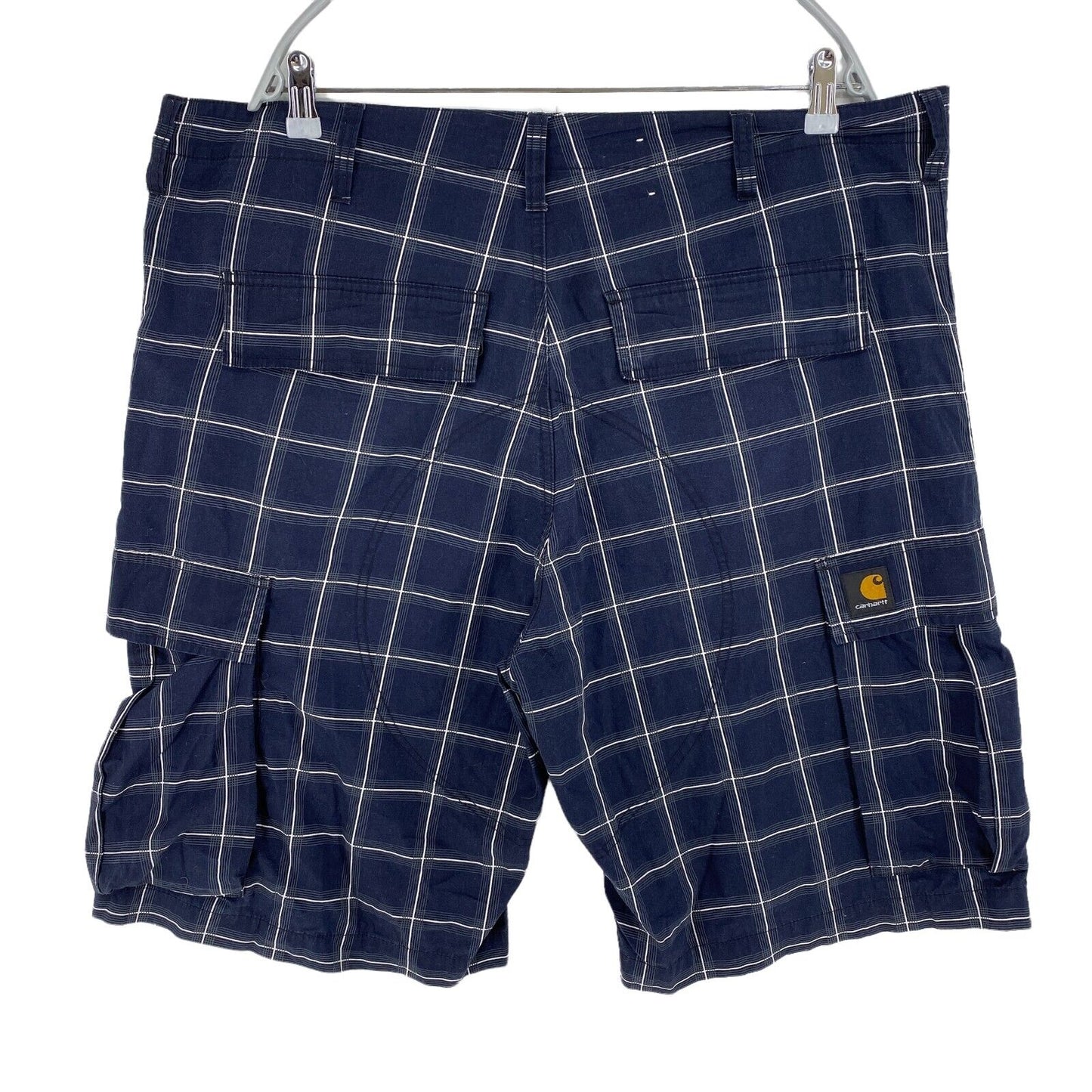 CARHARTT Plaid Navy Blue 100% Cotton Bermuda Activewear Shorts Size XL