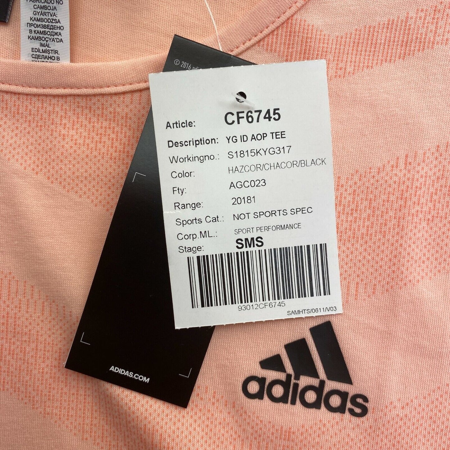 Adidas T-shirt à col rond avec logo rose Taille 11-12 ans