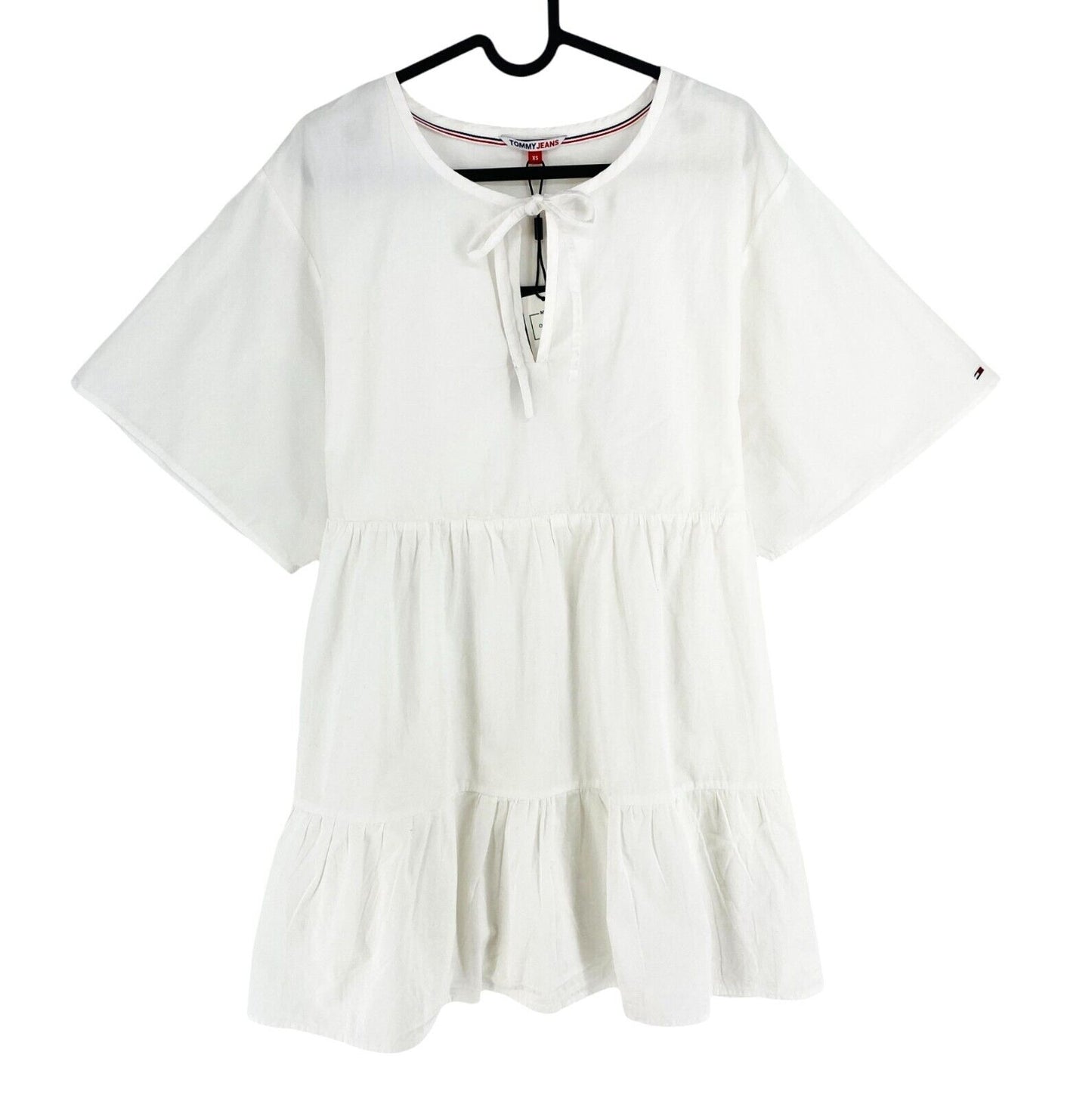 TOMMY HILFIGER Jeans Women White Tiered Kaftan Dress Size XS