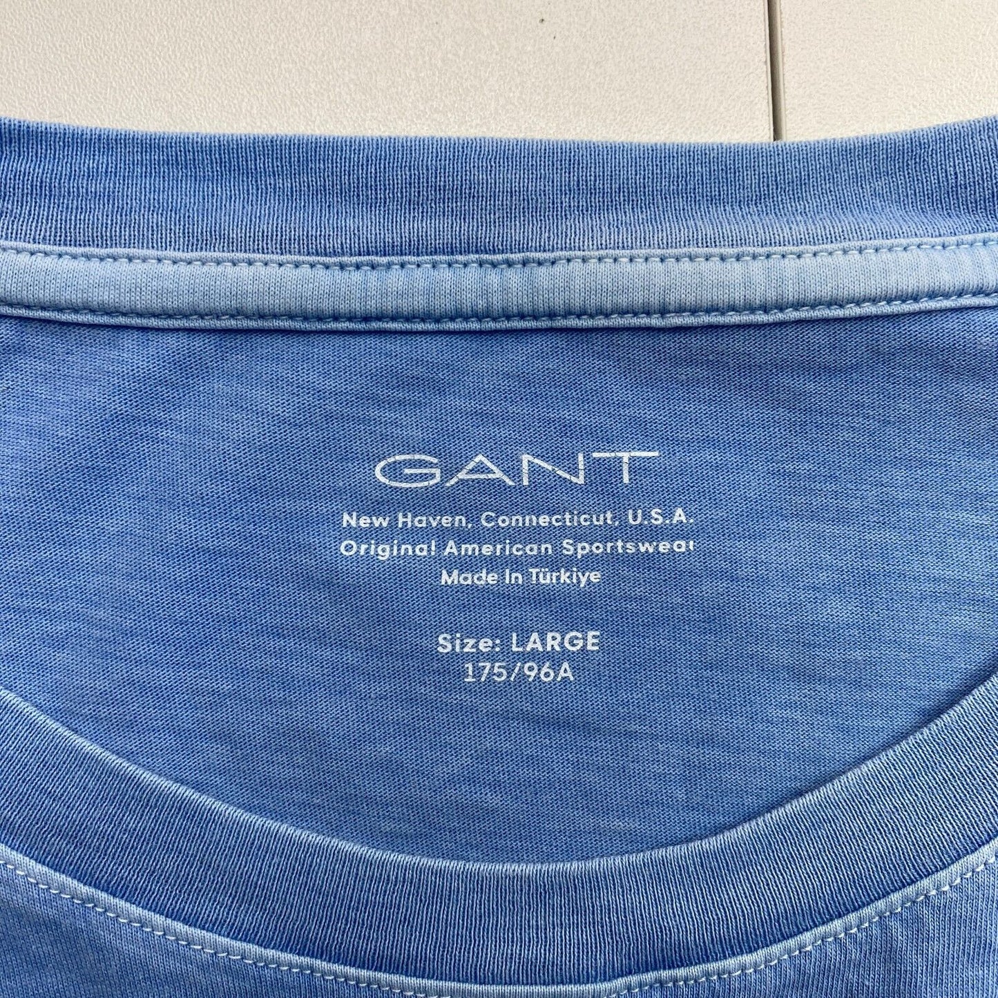 GANT Men Blue Sun Faded Crew Neck Short Sleeves T Shirt Size L