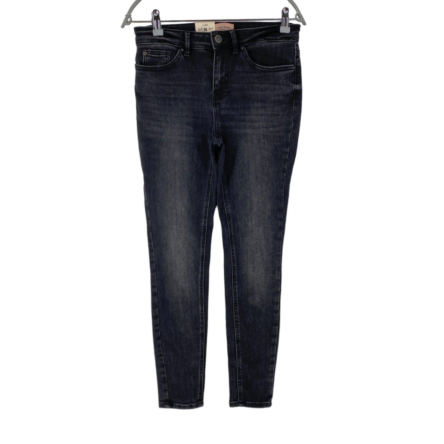 VERO MODA FLASH Damen Jeans mit mittelhohem Bund und Skinny-Fit, Dunkelgrau, Größe M, W28, L30