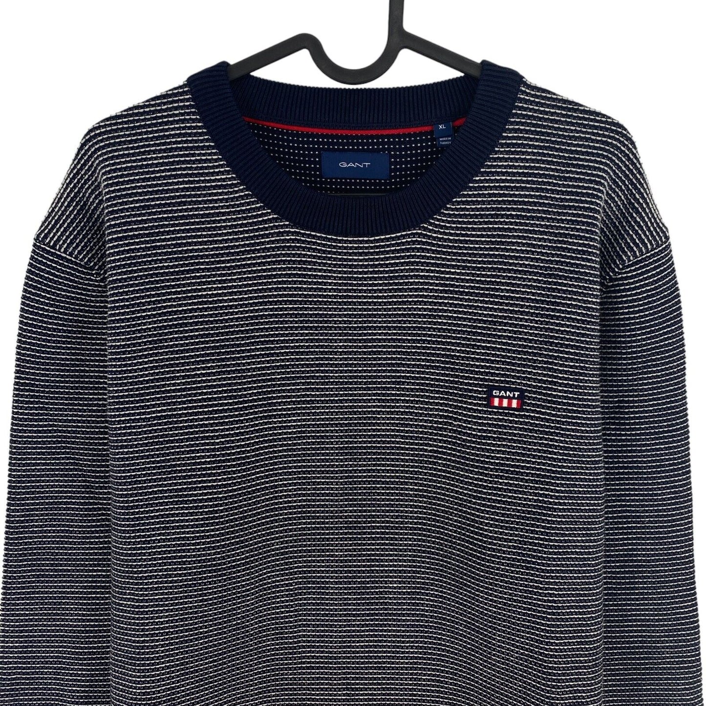 GANT Navy Blue Light Texture Crew Neck Sweater Pullover Size XL