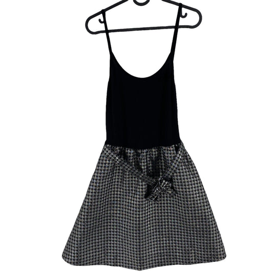 Killah Houndstooth Black Sleeveless Round Neck Flare Dress Size L