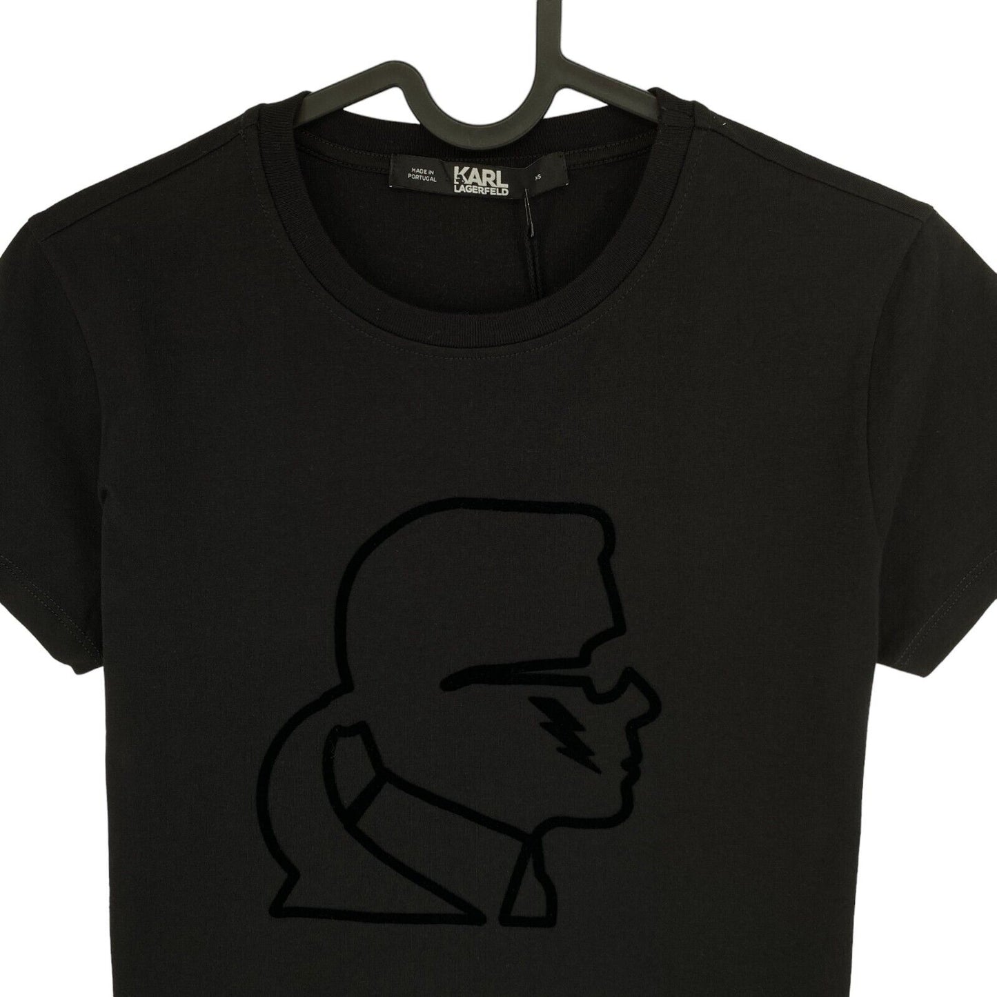 Karl Lagerfeld Black Cameo Crew Neck Tee T Shirt Size XS