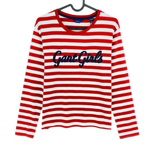 GANT Red Striped Crew Neck Long Sleeves T-Shirt Size 158/164 cm 13 - 14 Years