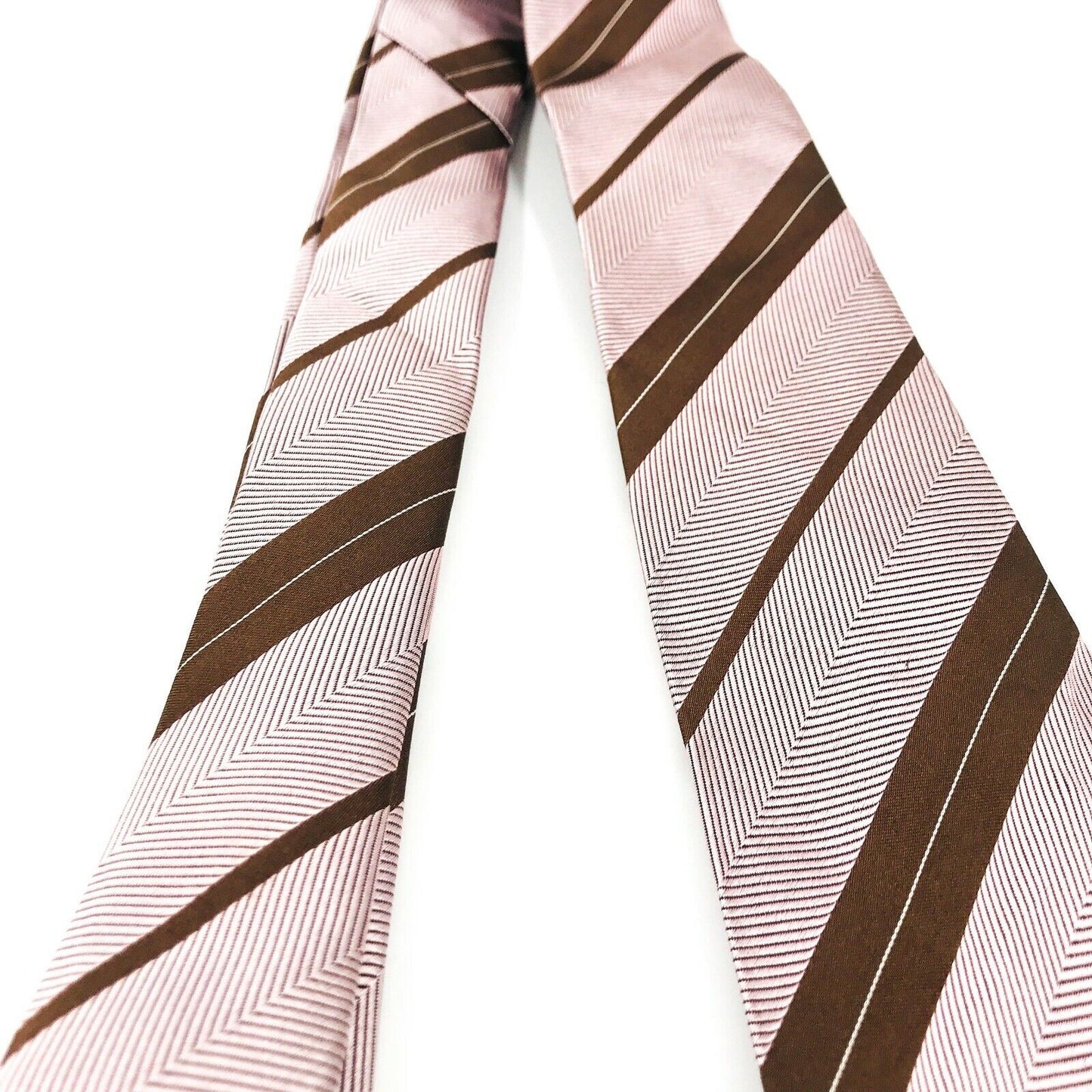 GANT Brown Pink Striped 100% Silk Tie Made In Italy