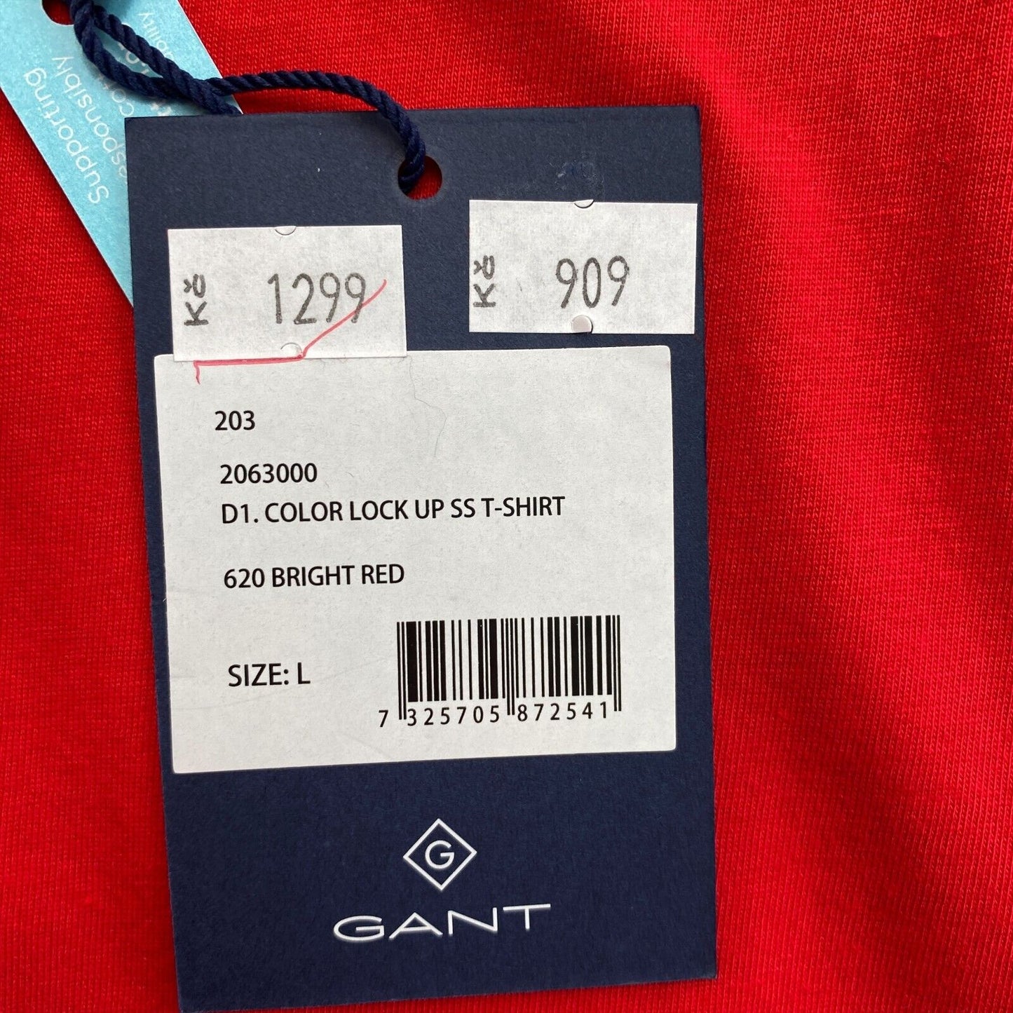 GANT Red Color Lock Up Crew Neck T-Shirt Size L