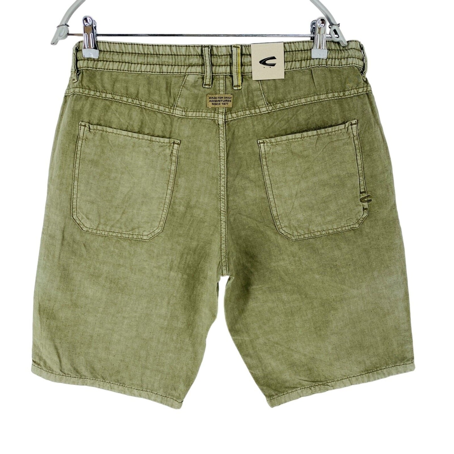 Camel Active Mens Green Regular Fit Linen Blend Shorts Size W32