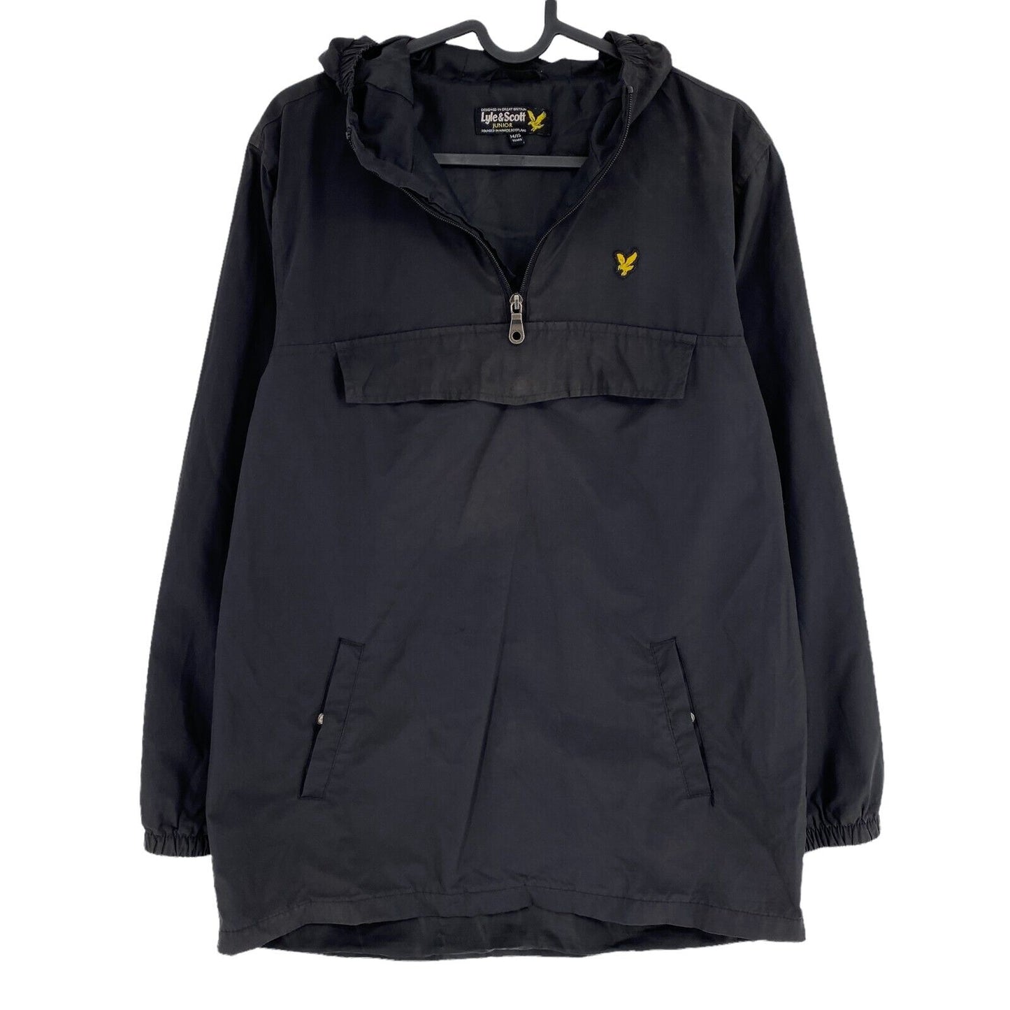 Lyle&Scott Junior Black Hooded Pullover Anorak Jacket Size 14 15 Years