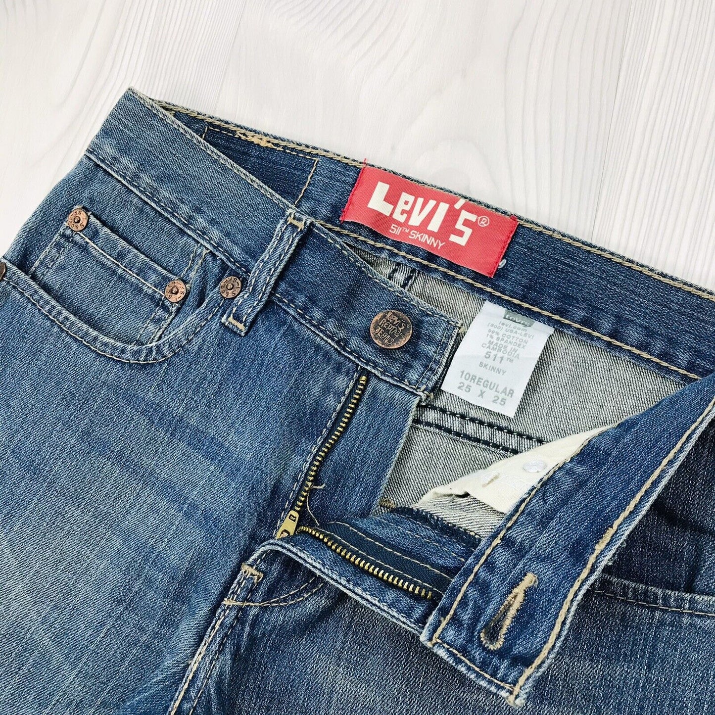 Vintage Levi's 511 Jungen Blau Skinny Fit Jeans 10 Reg / W25 L25