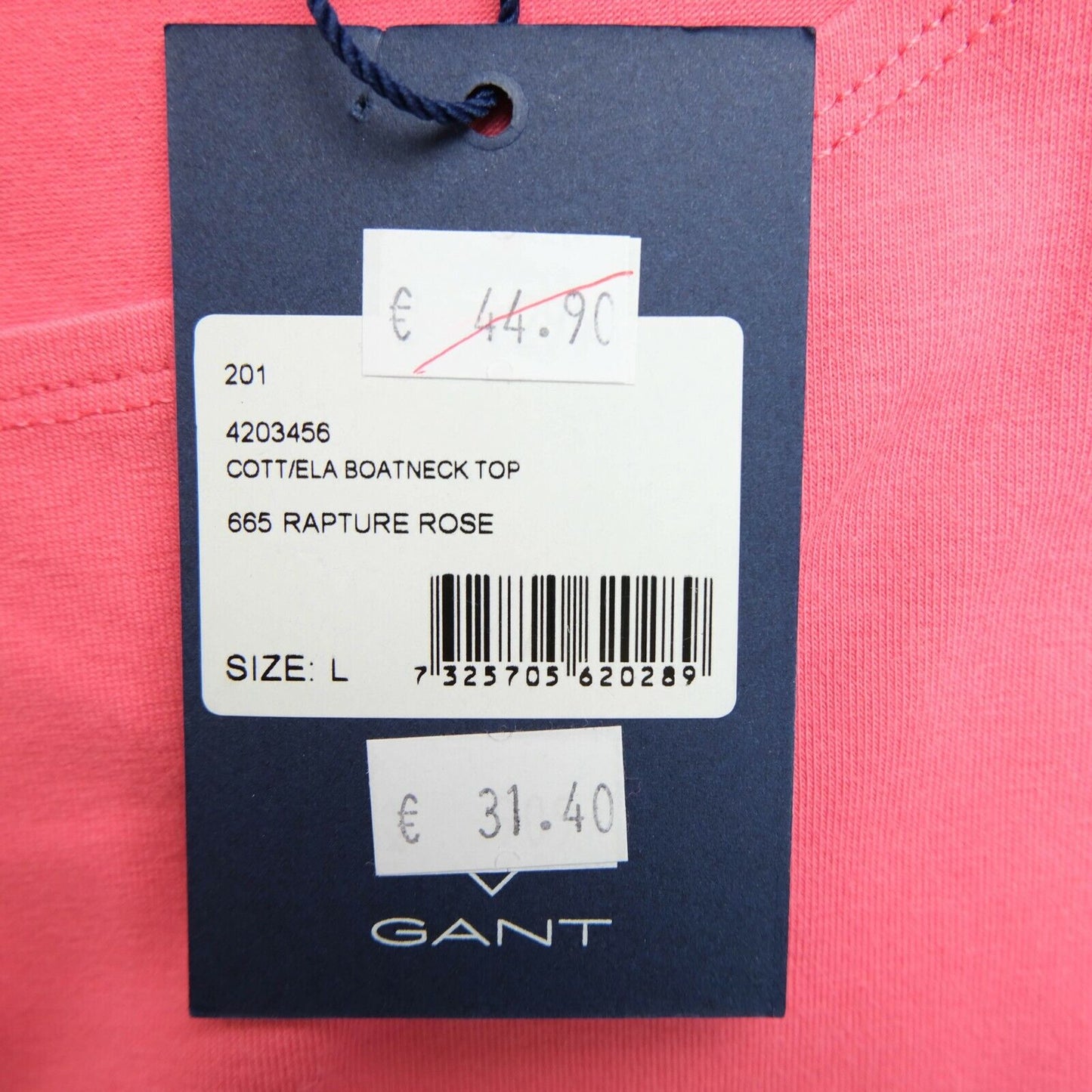 GANT Pink Boat Neck Top Blouse Size L