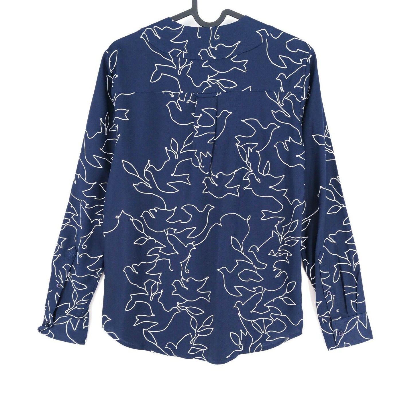 GANT Bleu Marine Col V Popover Imprimé Dove Blouse Taille EU 34 UK 8 US 4