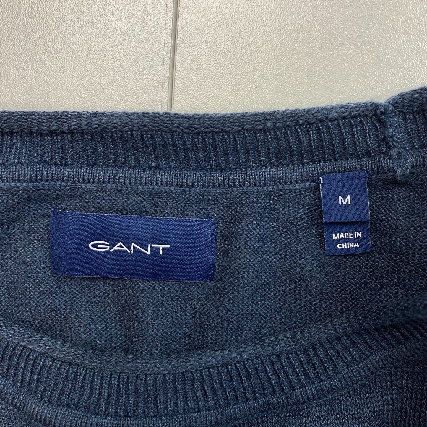 GANT Navy Blue Linen Cotton Crew Neck Sweater Jumper Size M