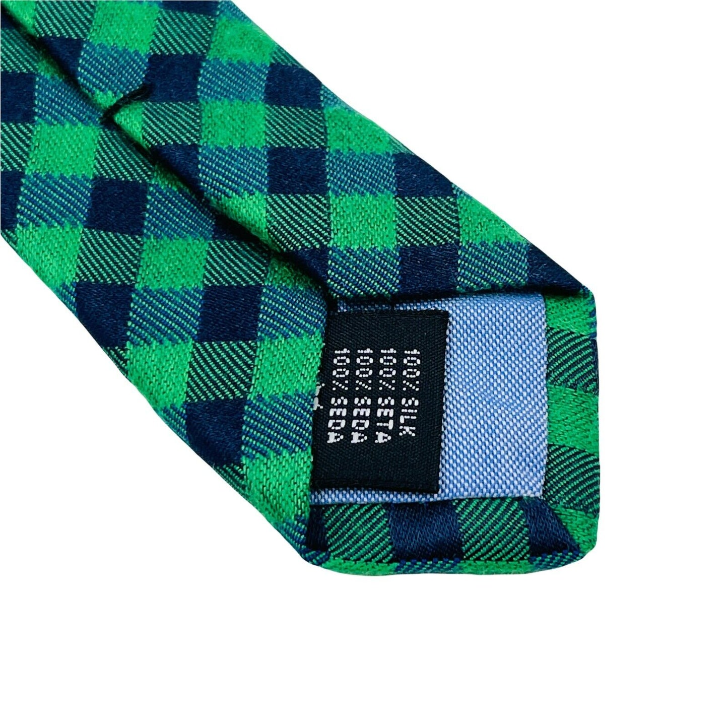 GANT Dark Blue Green Check Print 100% Silk Hand Made Tie