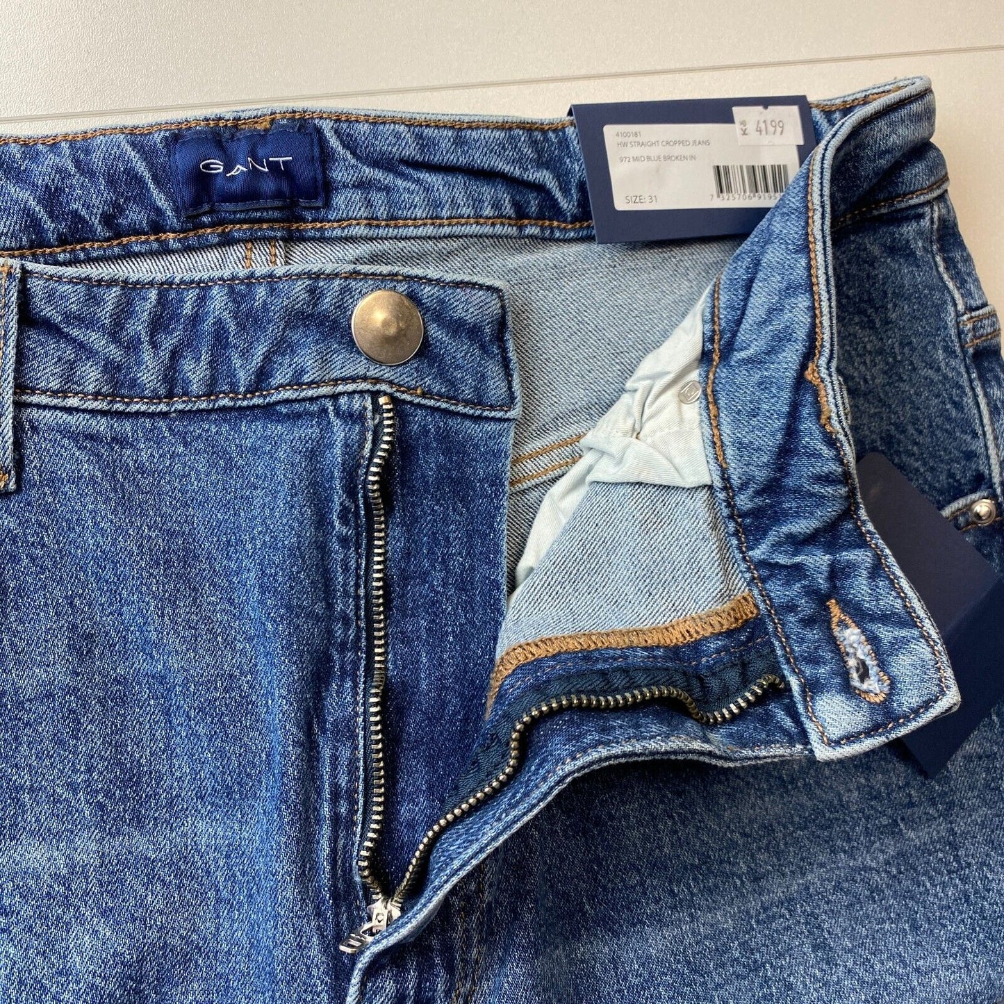 GANT Damen Jeans, hohe Taille, normale Passform, gerade Passform, Blau, Größe W31 L28