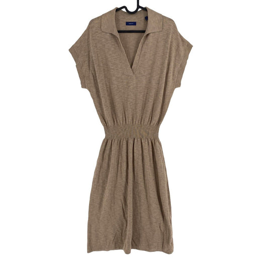 GANT Women Dark Beige Linen Cotton Silk Collar Dress Size M