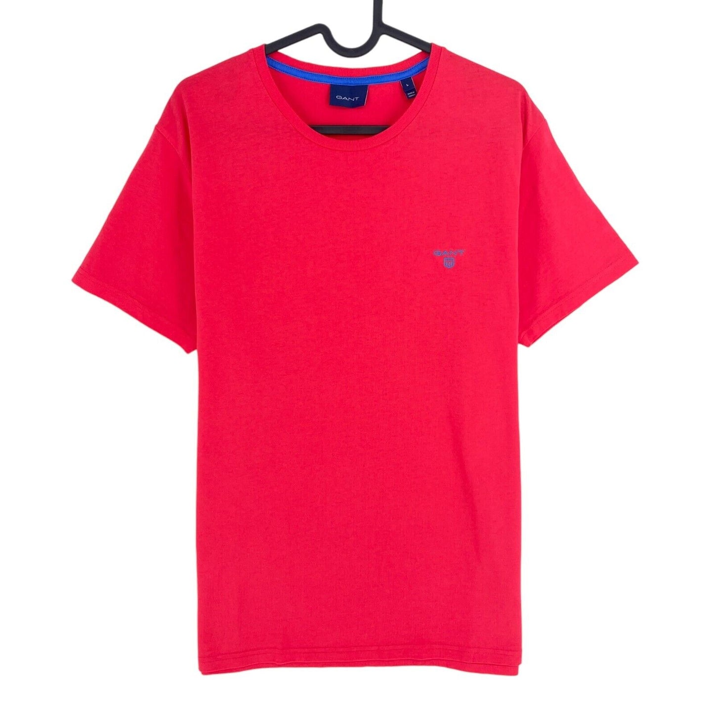 GANT Red Pink Contrast Logo Crew Neck T-Shirt Size L