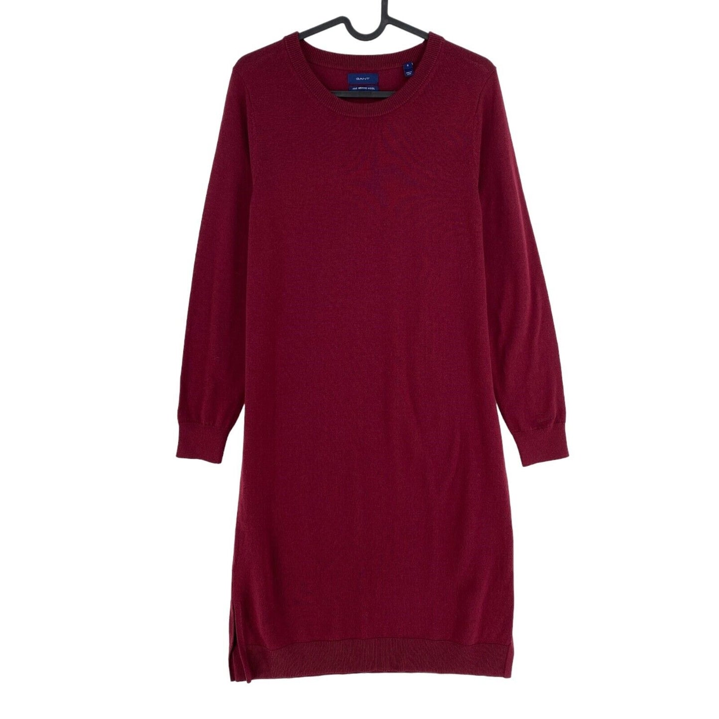 GANT Dark Red 100% Wool Long Sleeves Crew Neck Dress Size S