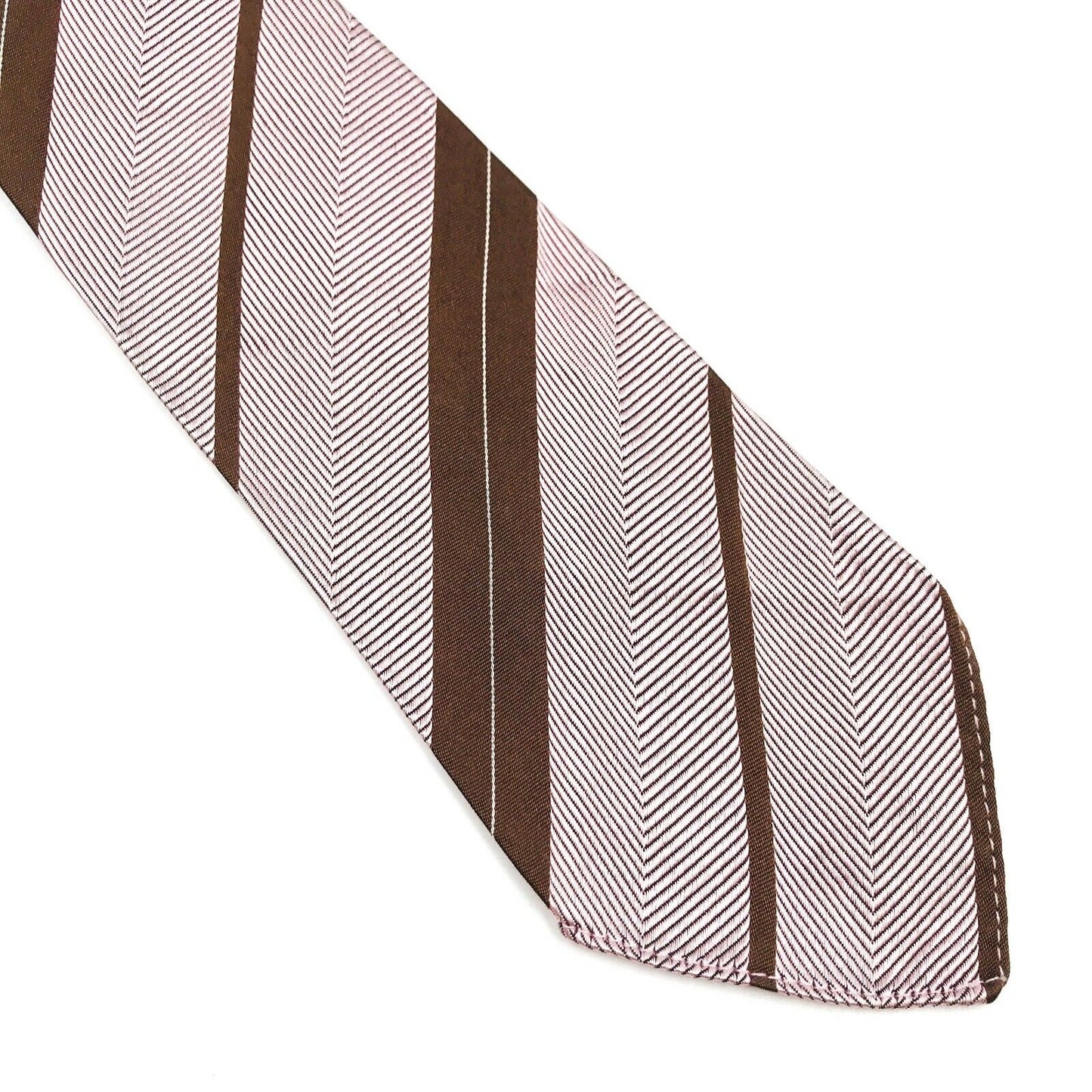 GANT Brown Pink Striped 100% Silk Tie Made In Italy