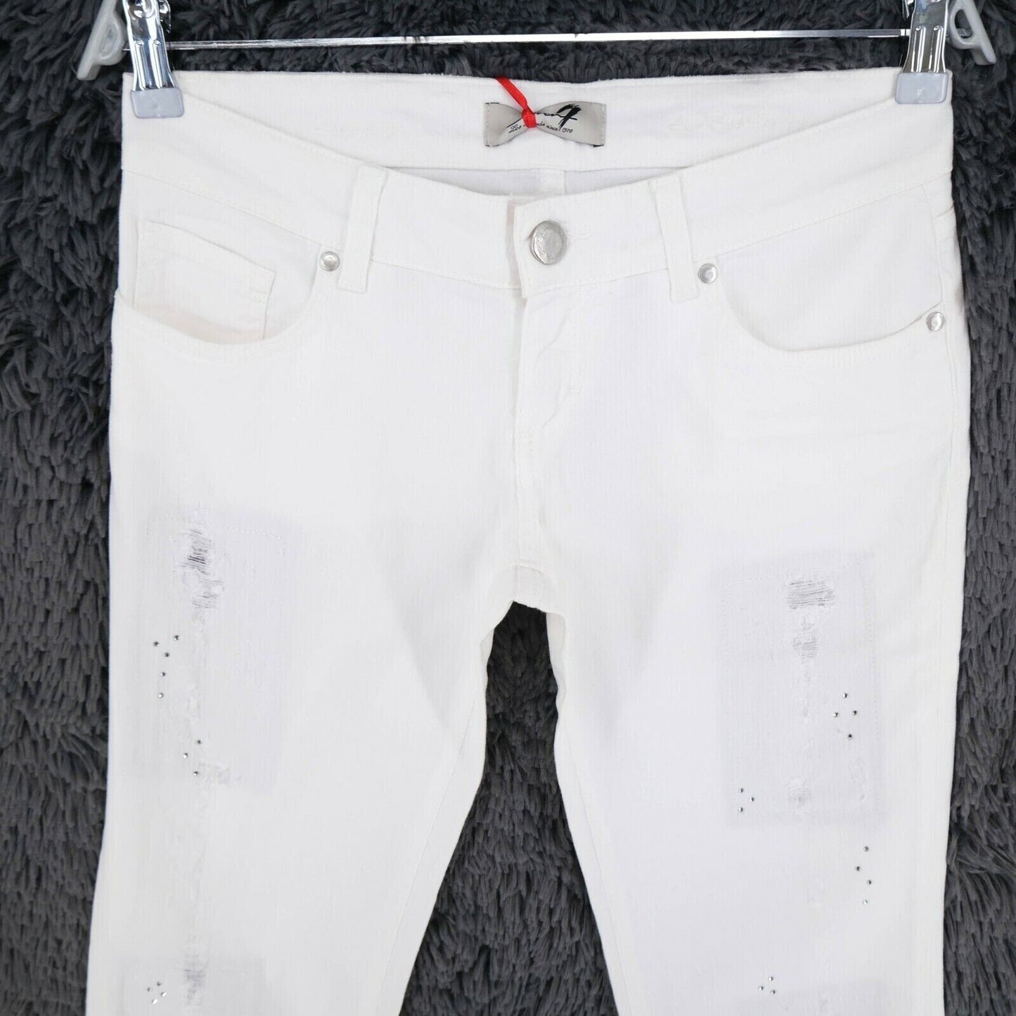 RRP €201 Seven7 White Low Rise Skinny Fit Distressed Jeans Size W26