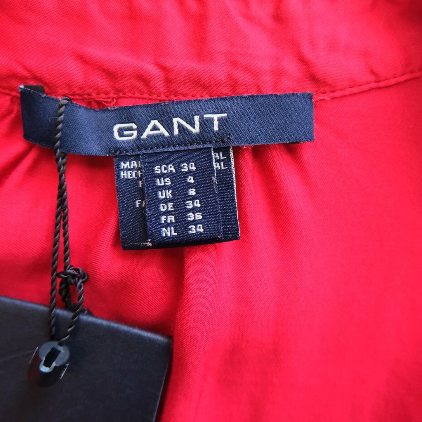 GANT Red V Neck Satin Blouse Size EU 34 UK 8 US 4