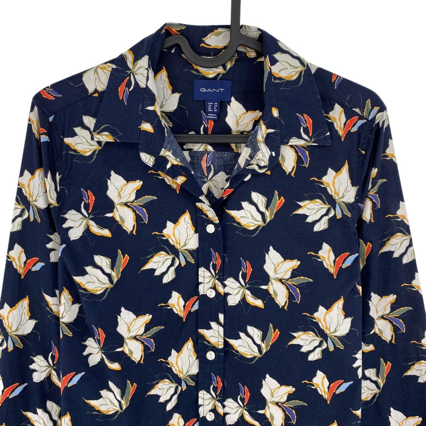 GANT Navy Blue Floral Print Shirt Size EU 36 UK 10 US 6