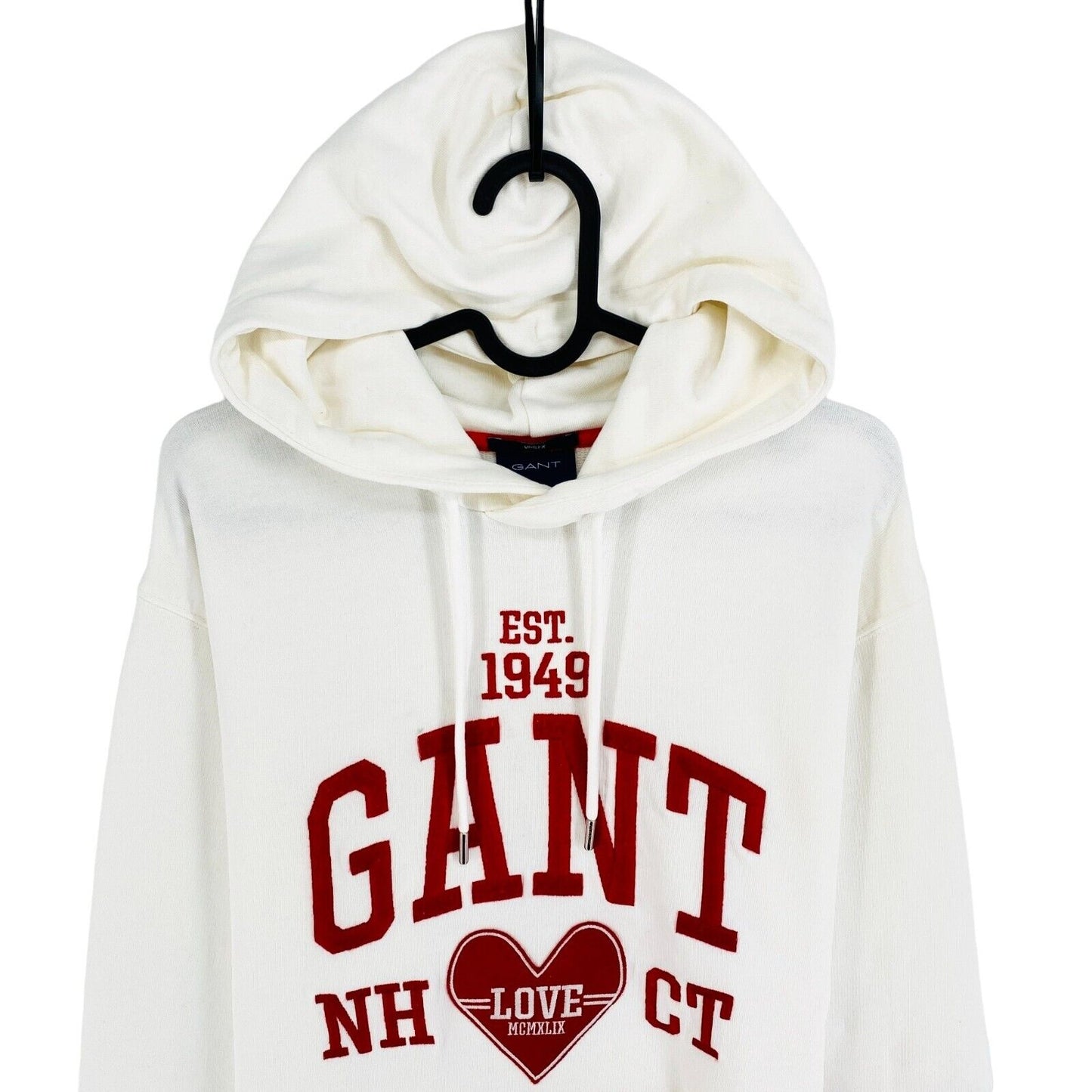 GANT White Unisex Collegiate Hoodie Sweater Jumper Size XS