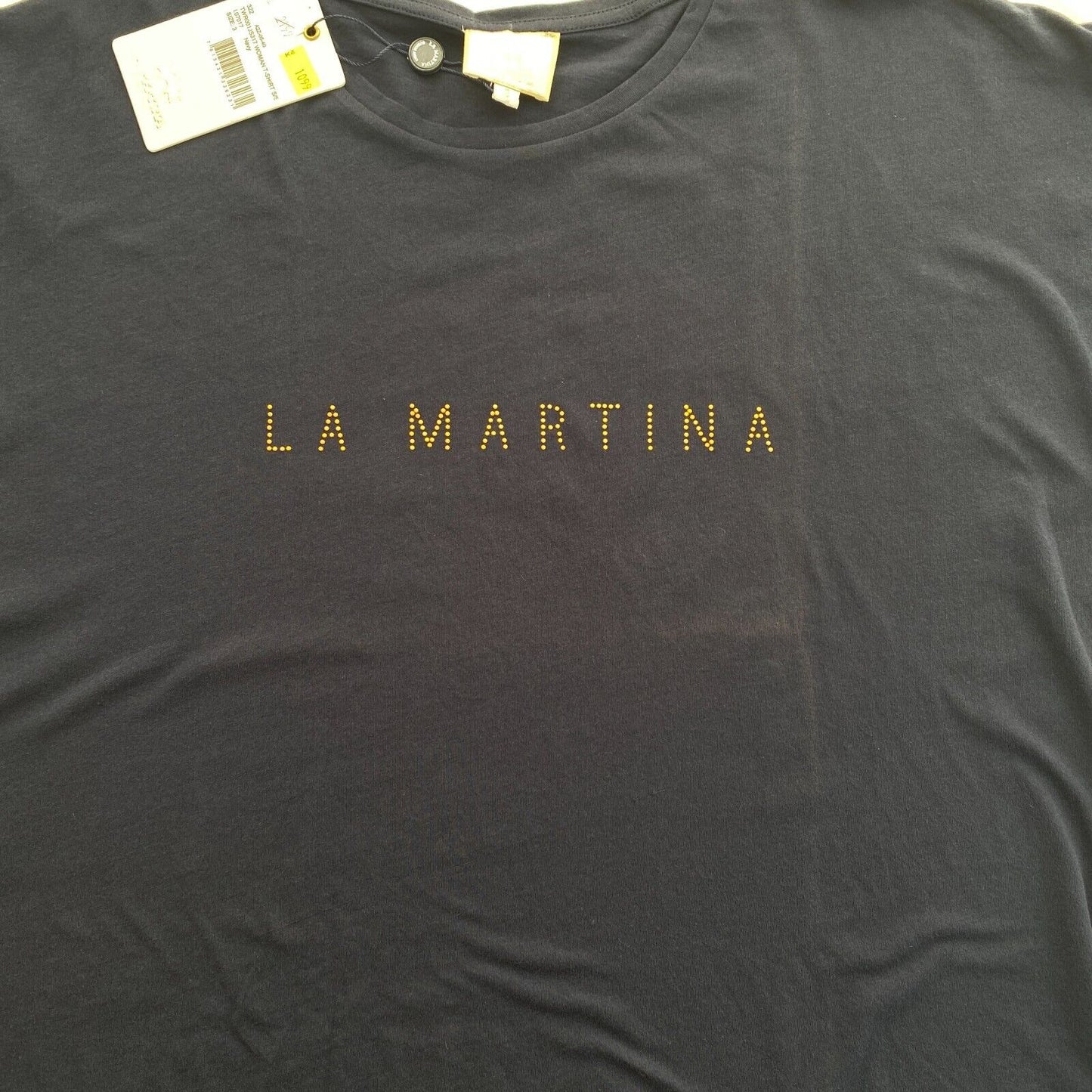 LA MARTINA Women Navy Blue Crew Neck Short Sleeves T Shirt Size 3 / M