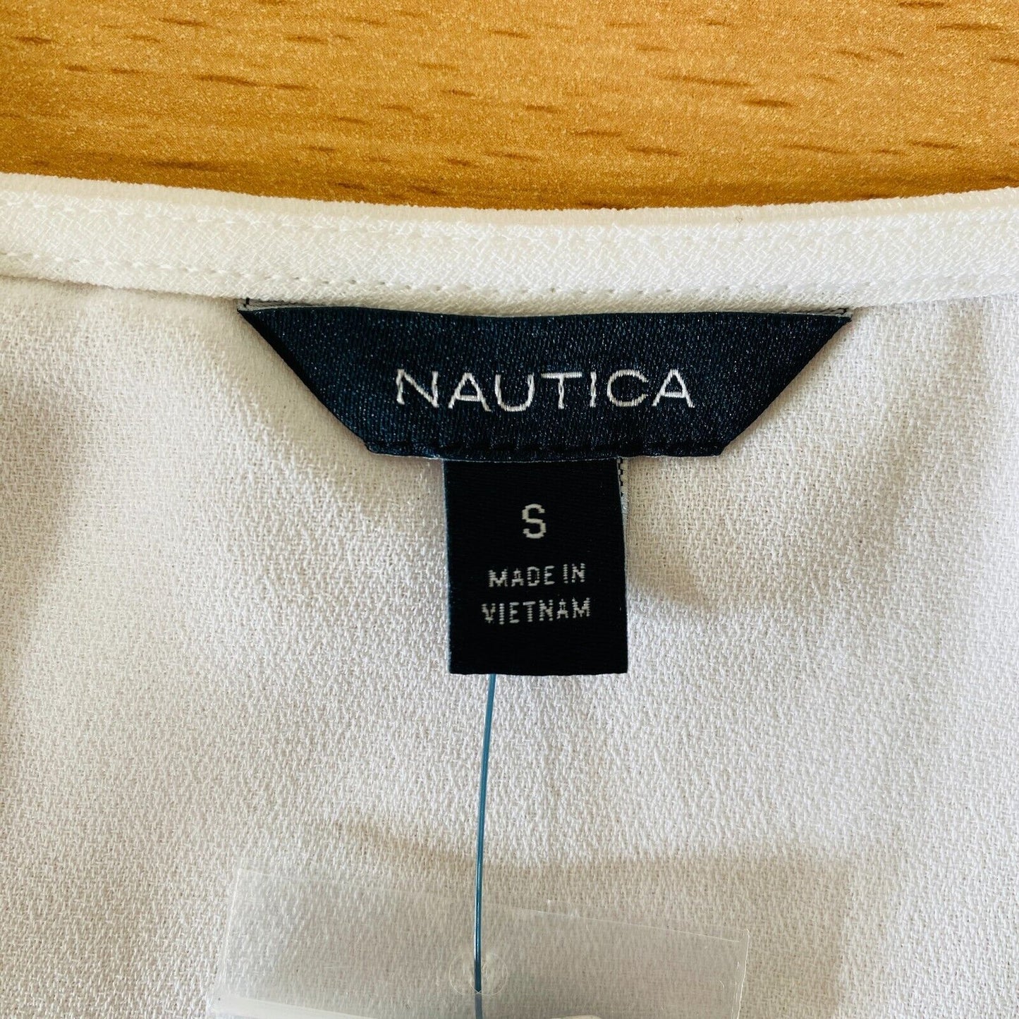 NAUTICA Women White Short Sleeves V Neck Blouse T Shirt Top Size S