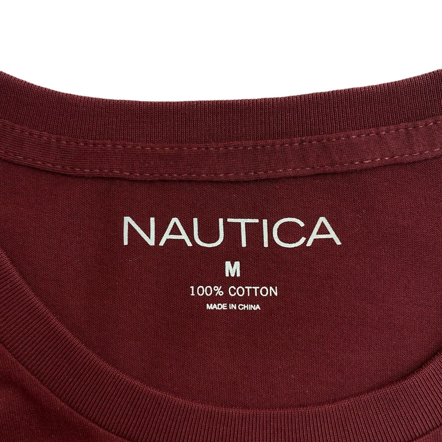 NAUTICA Dark Red Graphic Print Crew Neck T-Shirt Size M