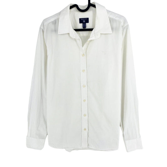 GANT Women White Solid Long Sleeves Shirt Size EU 44 UK 18 US 14