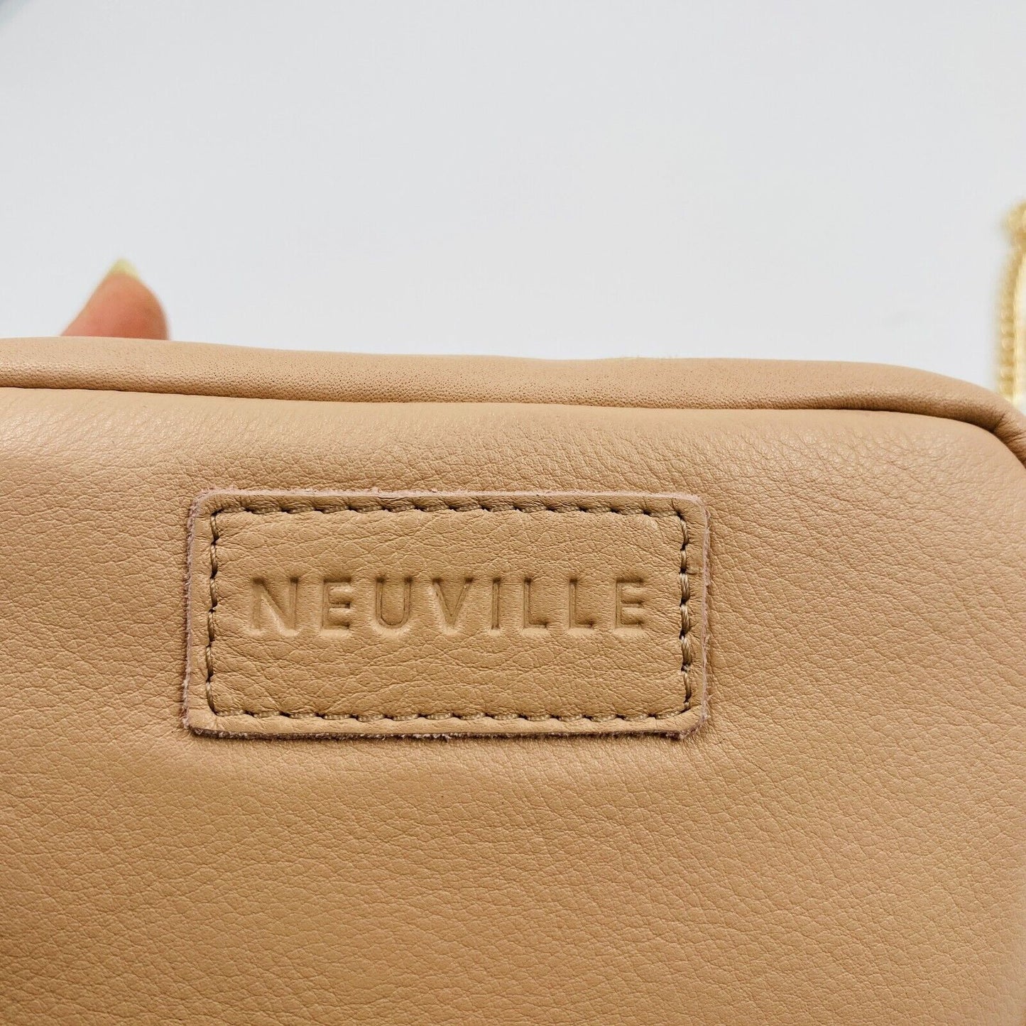 NEUVILLE Light Brown Leather Clutch Bag