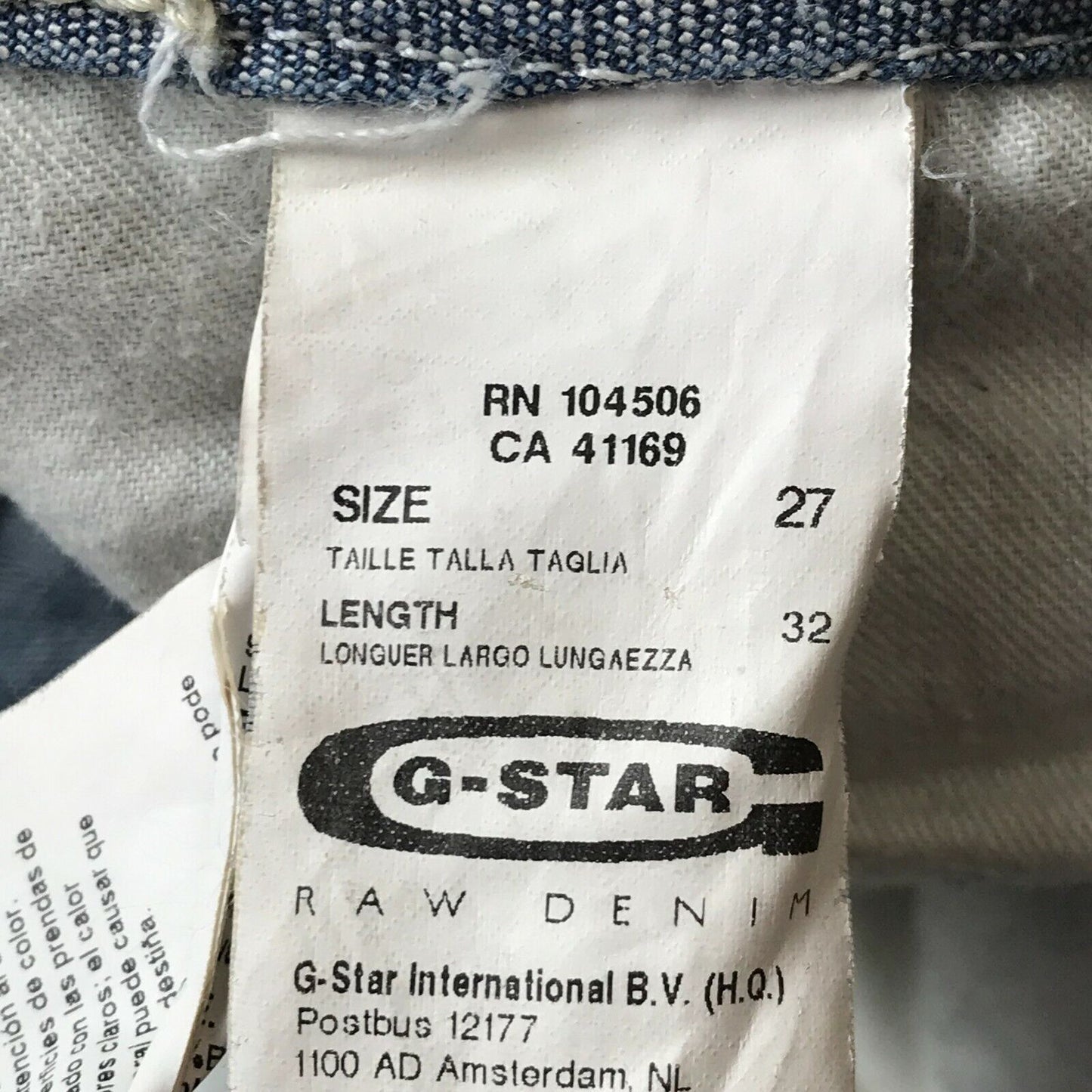 G-STAR RAW MIDGE Femme Bleu Regular Straight Fit Jeans W27 L32 Fabriqué en Italie